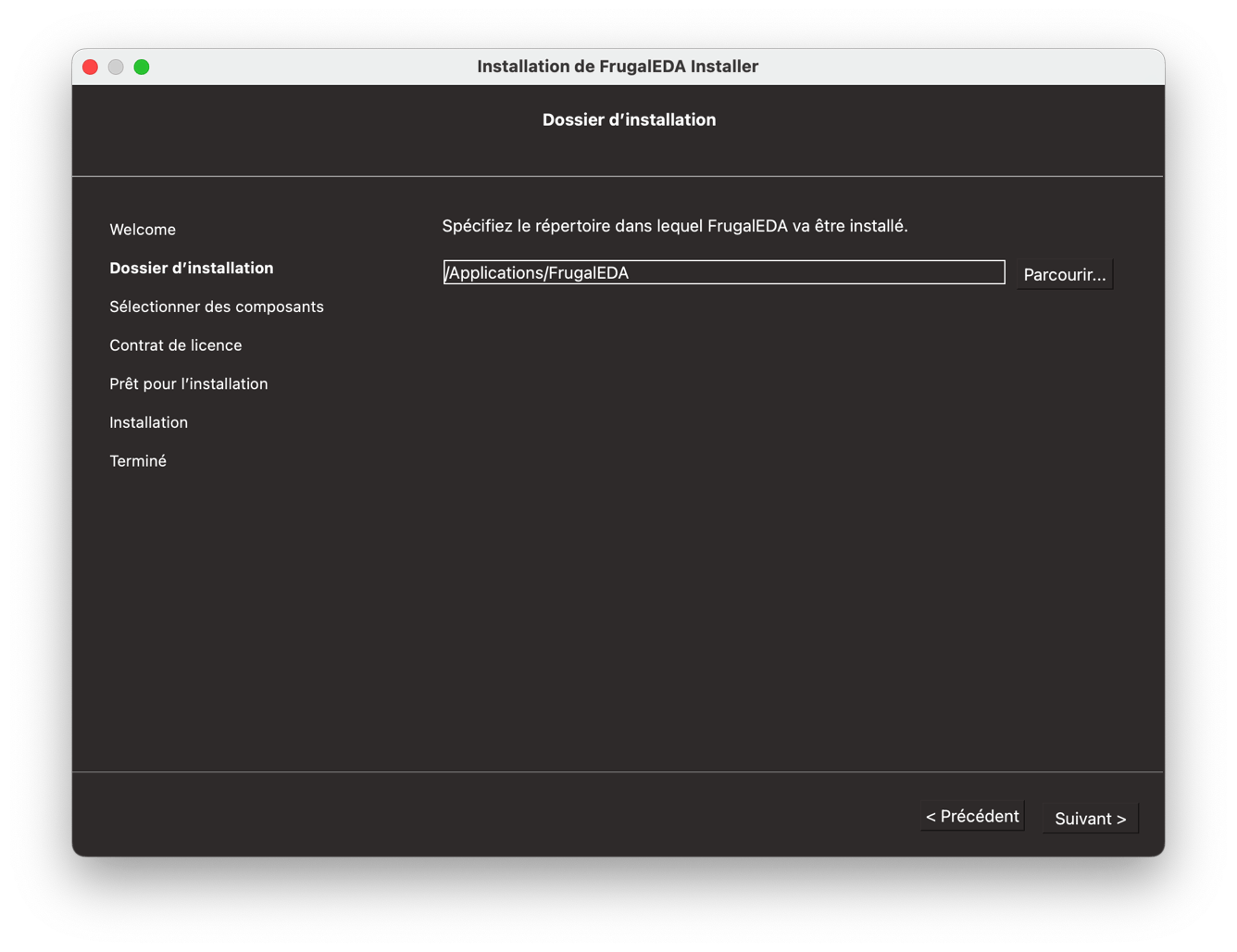 Installation folder menu