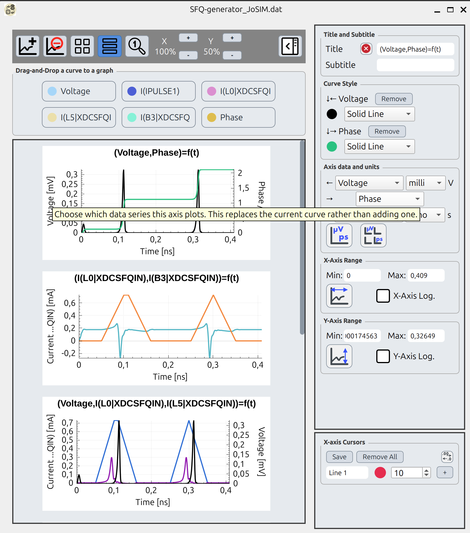 Simulation results plotted in the embedded FrugalPlot viewer