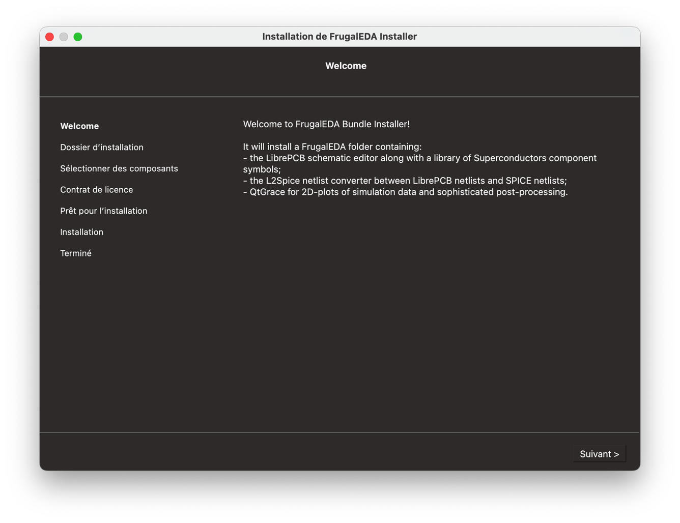 Installer welcome menu