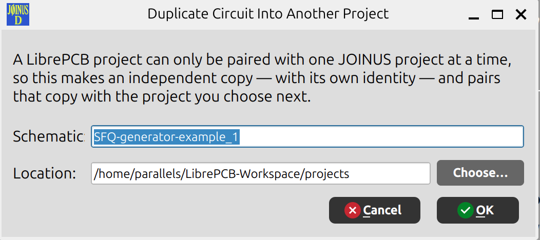 Duplicate into another JOINUS project…