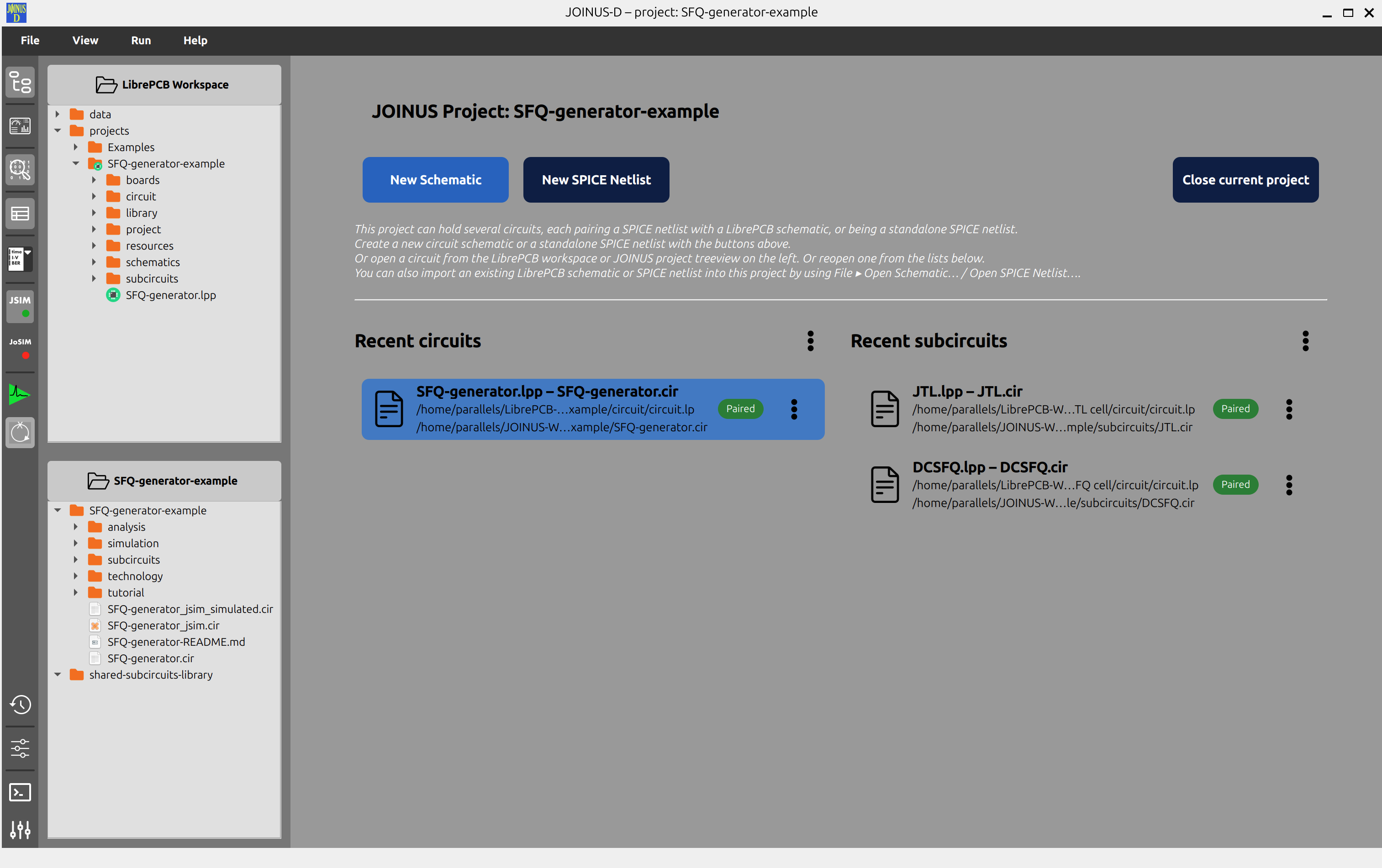 Welcome screen for an already-open, empty project